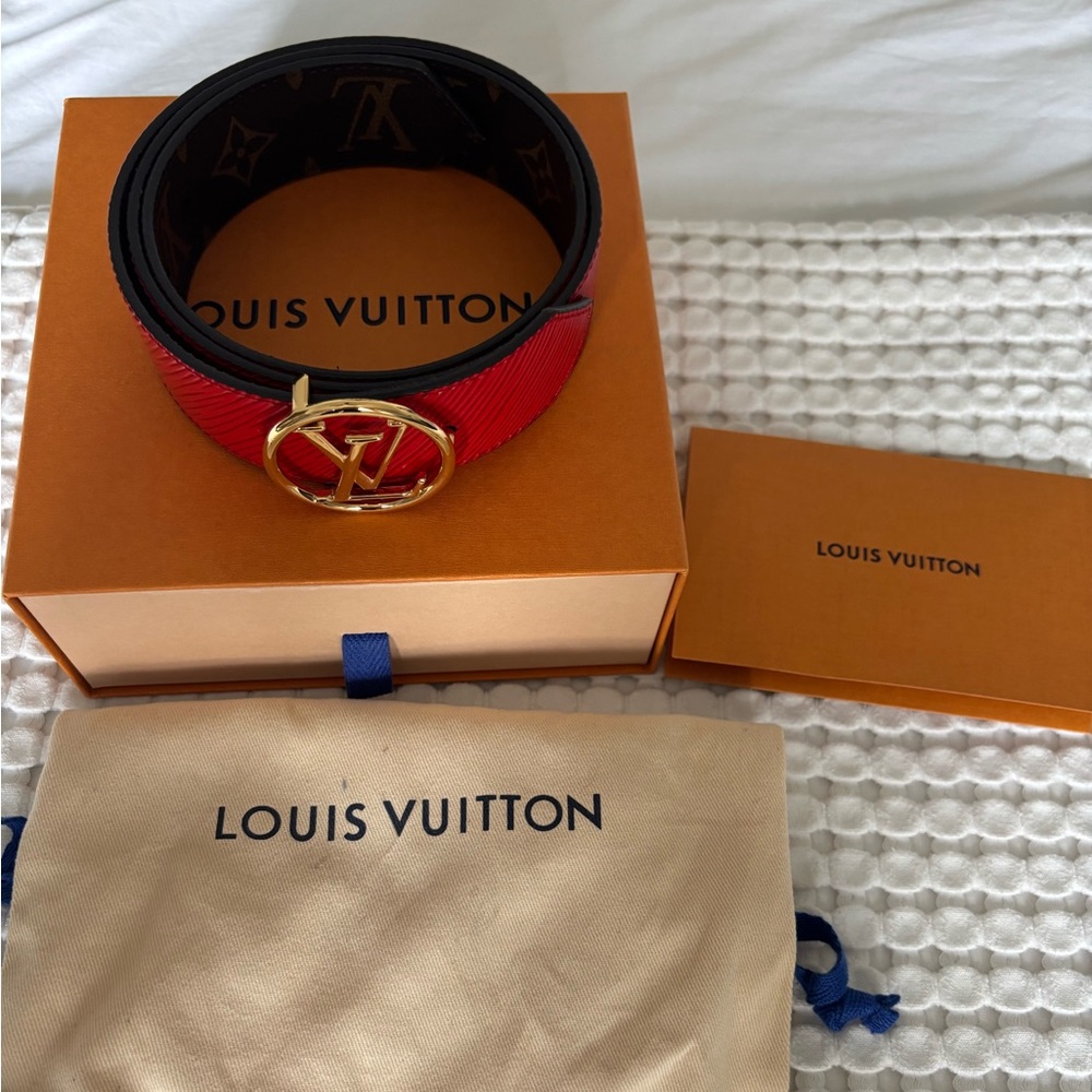 Louis Vuitton Reversible LV Belt – Red Epi Leather / Monogram
